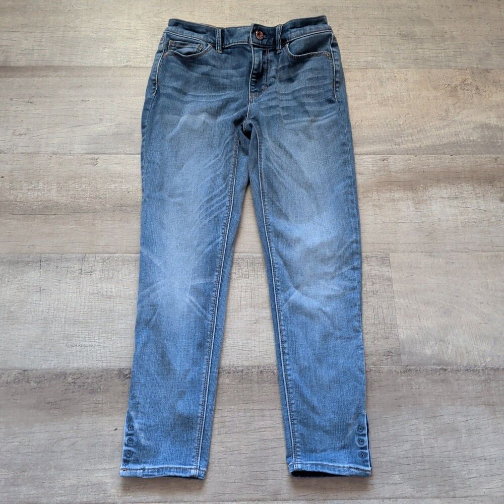 ​White House Black Market The Skinny Crop Jeans 00 Mid Rise Button Ankle Denim